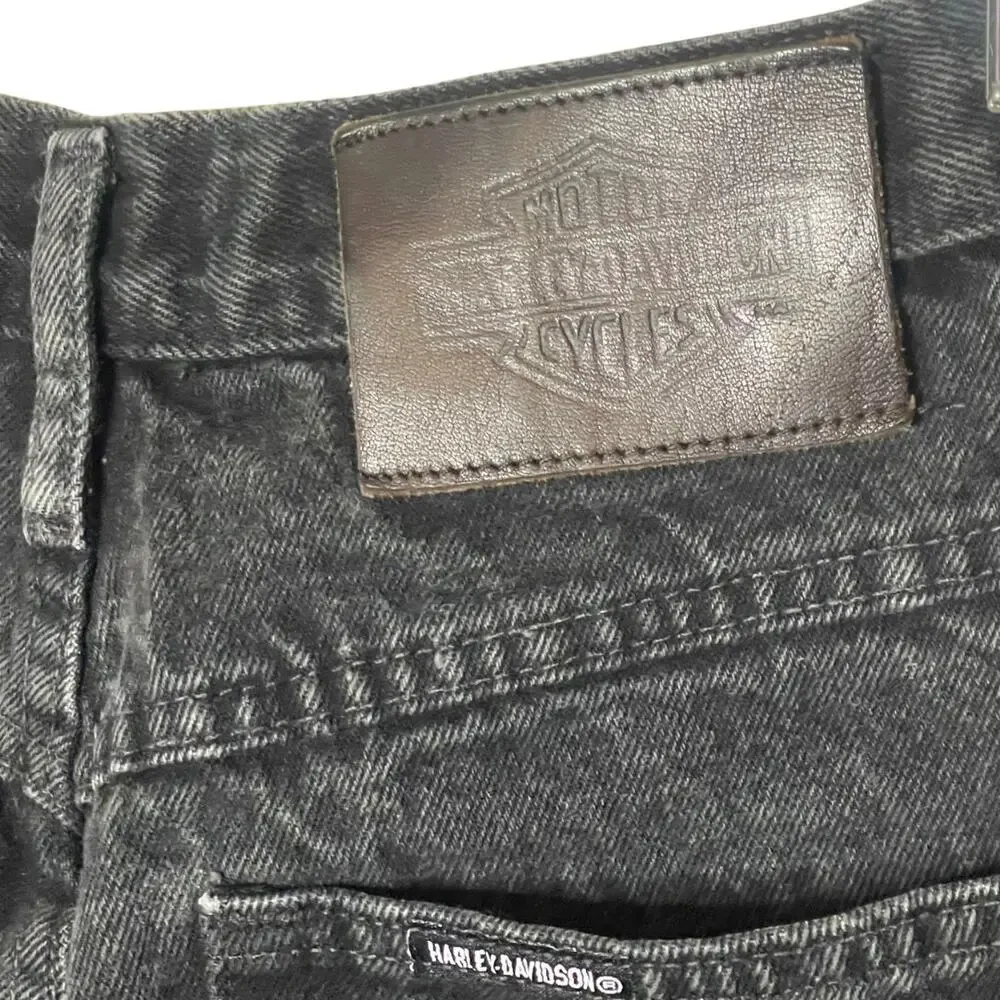 Vintage Harley Davidson Biker Blues Womens Black Denim Jeans | Size 12 Tall